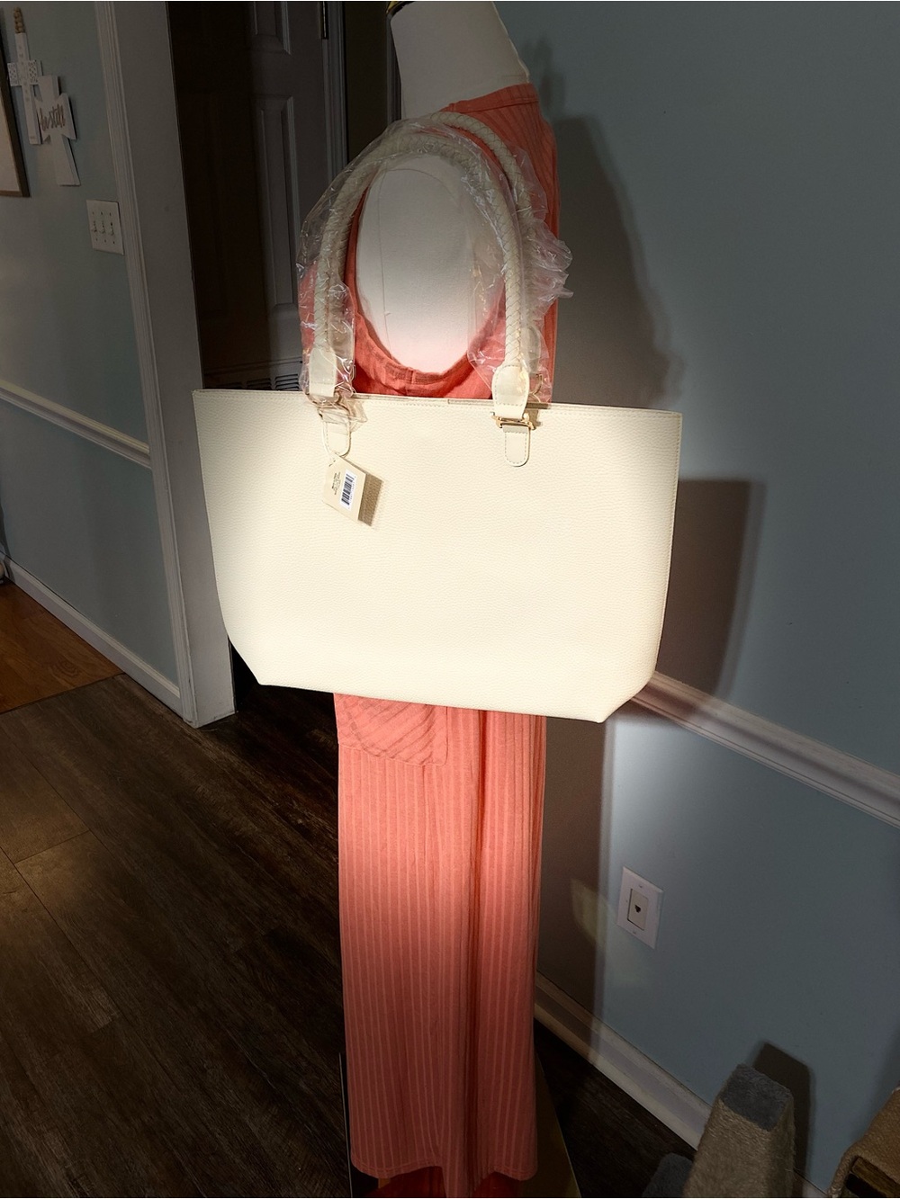 Classic Cream Tote Bag - Elegant Everyday Shoulder Bag